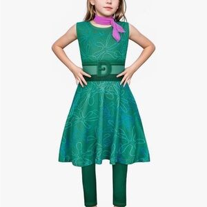 Girls Disgust Costume Dress Leggings with Neckband Size 140 / Kids 8-10 Or 10-12